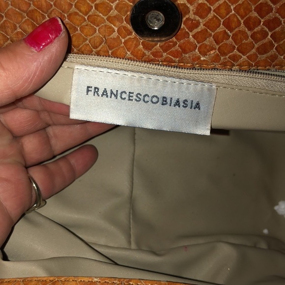 FRANCESCO BIASIA Cooper/Tan Reptile Embossed Handbag W/ Zipper Pocket In… - Picture 14 of 15